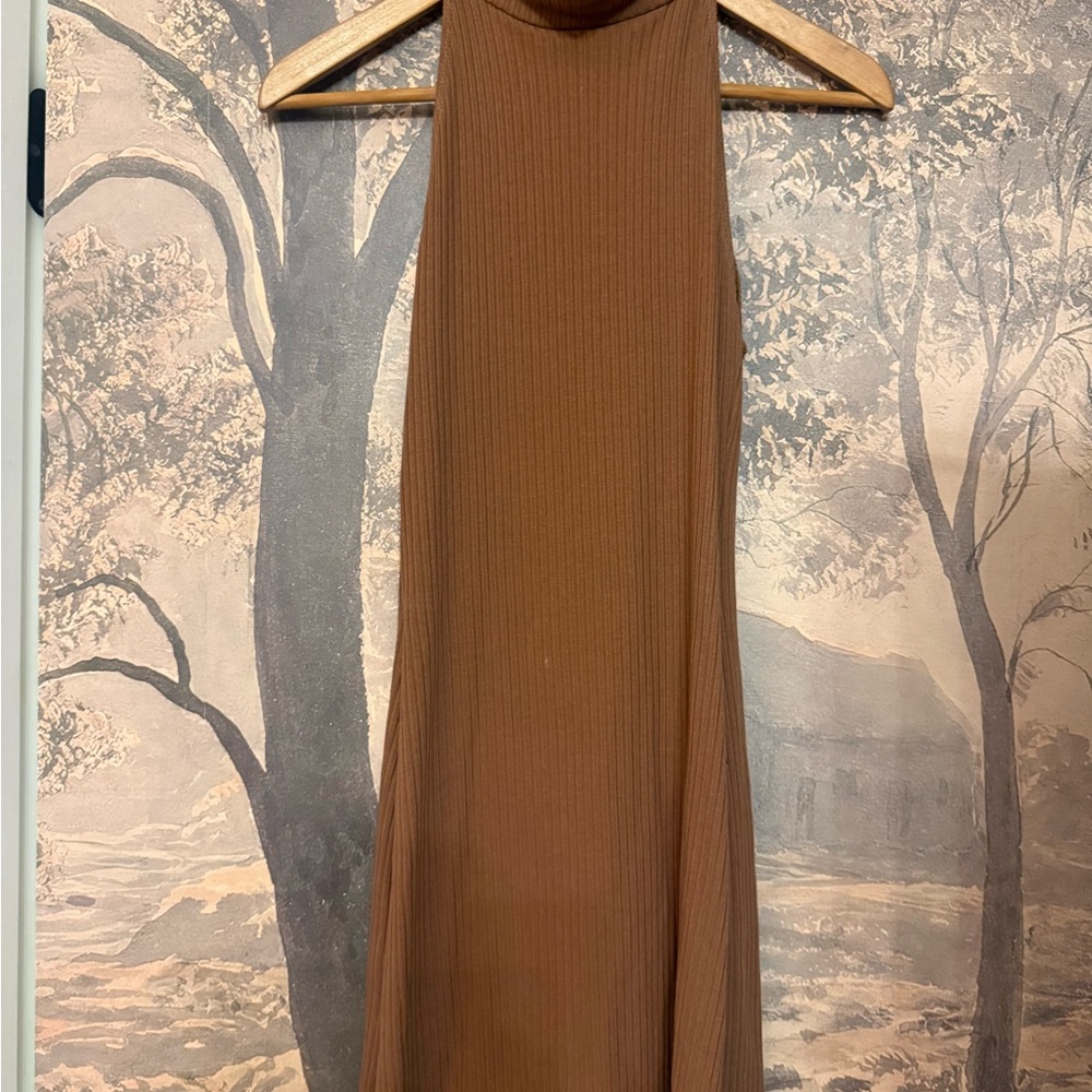 Reformation Sleeveless Ribbed Brown Maxi Dress